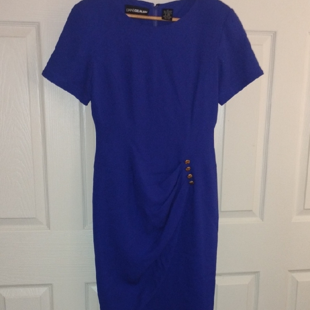 Diane Gilman Royal Blue Midi Dress, Size 6
